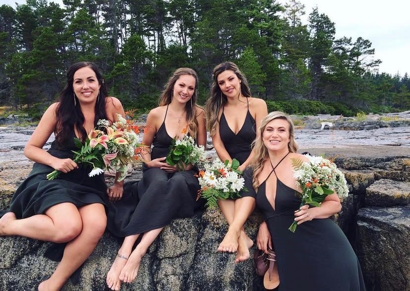 Bridal party on the rocks