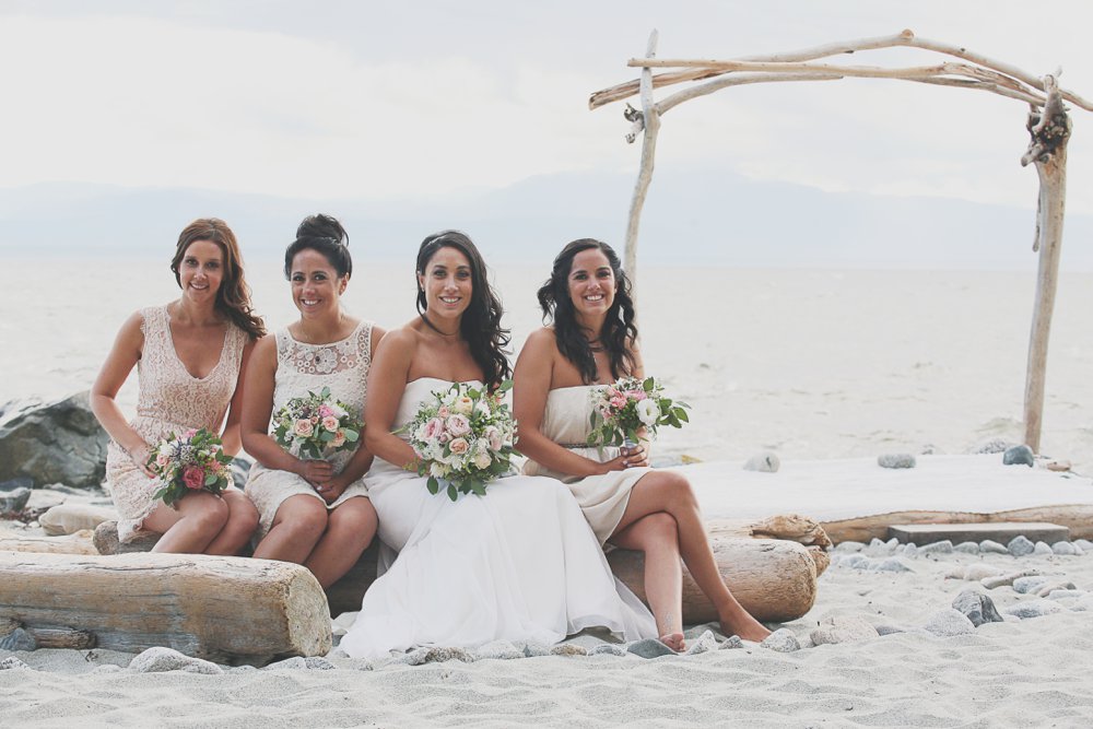 Bridal party on the beach